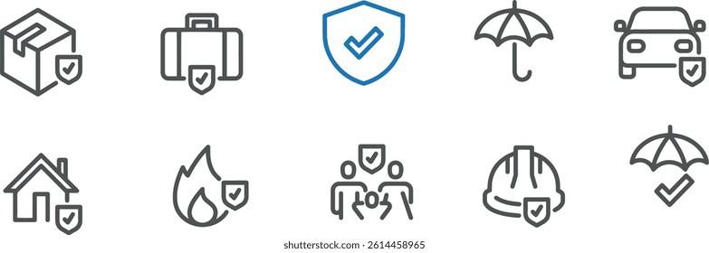 set of assurance vector lined icons 