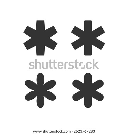Set of asterisk symbol icon flat design isolated vector illustration on white background.