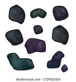 Set of asteroids isolated on white. Vector illustration