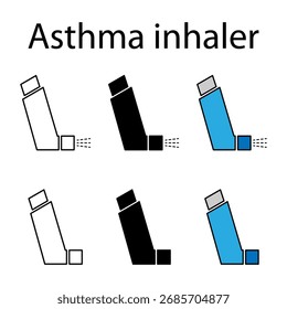 Set of Asthma inhaler design icon, medicine health care sign, vector illustration .