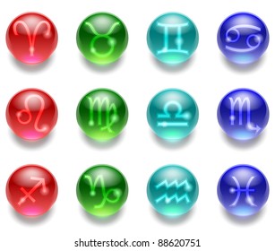 Set of astrological zodiac symbols