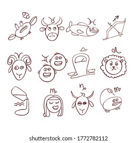 Set of astrological zodiac symbols. Horoscope signs, design