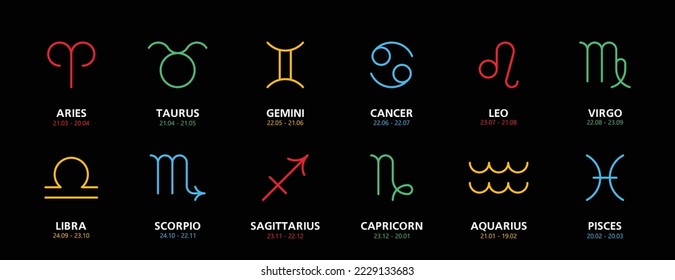 Set of astrological zodiac symbols. horoscope zodiac signs