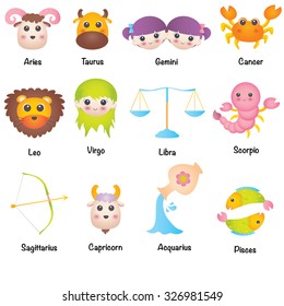 Set of astrological zodiac symbols. Horoscope signs