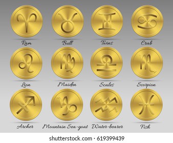 Set of astrological zodiac symbols. Horoscope signs, modern design