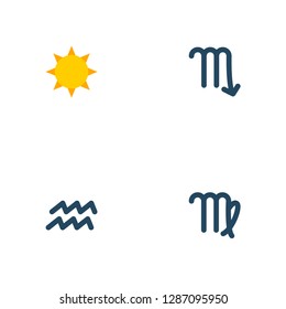Set of astrology icons flat style symbols with scorpion, virgo, aqurius and other icons for your web mobile app logo design.