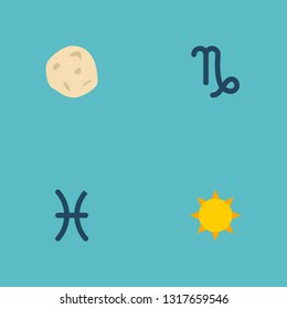 Set of astrology icons flat style symbols with pisces, sun, capricorn and other icons for your web mobile app logo design.
