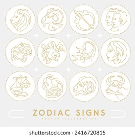 Set of astrology zodiac signs isolated on white background. Set of Zodiac icons. Vector illustration