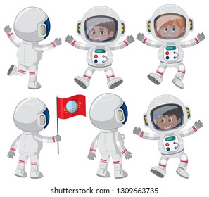 Set of astronaut character illustration