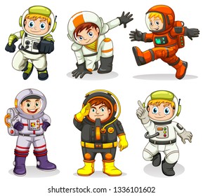 Set of astronaut character illustration