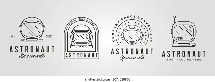 set of astronaut helmet line art logo vintage symbol illustration design