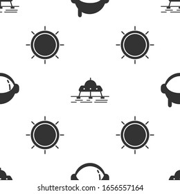 Set Astronaut helmet, Mars rover and Sun on seamless pattern. Vector