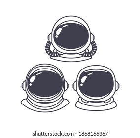 set of astronaut helmets on white background vector illustration design