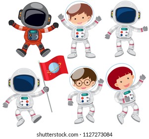 Un conjunto de ilustraciones astronautas