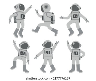  set of astronaut isolated on a white background