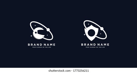 set astronaut logo design vector template