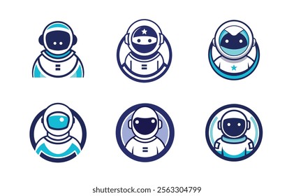 Set of astronaut logo vector icon, Astronaut logo design template. illustration on white background.