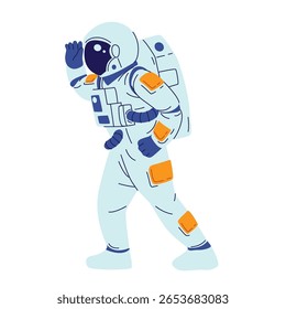 conjunto de um astronauta olhando em torno do personagem ilustração de desenhos animados