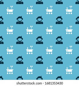 Set Astronaut and Mars rover on seamless pattern. Vector
