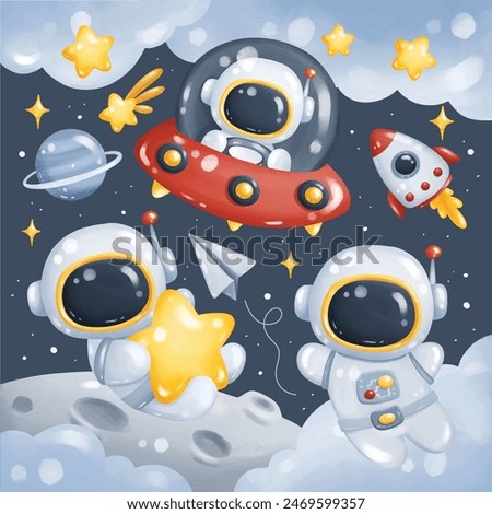 Set of Astronaut and Space