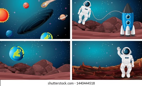 Astronautensatz in der Weltraumgrafik