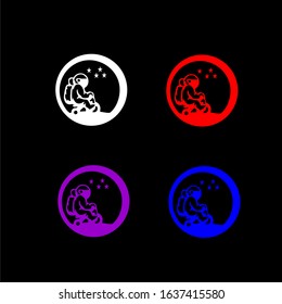 set of astronaut symbol riding a simple design vector bike