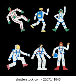 set of astronaut vector images, top view. perfect for backgrounds, wallpapers and more