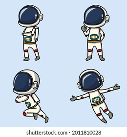 Set astronaut vector.Spaceman galaxy exploration.