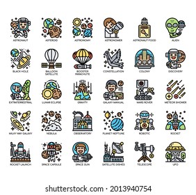 Conjunto de iconos perfectos de línea delgada y píxel para cualquier proyecto web y aplicación. 