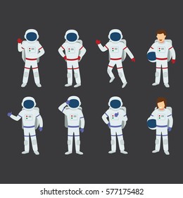 Set of Astronauts Character Design Vector.