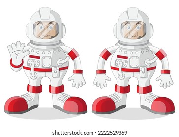 Set of astronauts. Isolated on white background. Vector illustration.