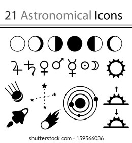 Set of astronomical icons (vector)