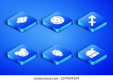 Set Astronomical observatory, Monkey zodiac, Horse, Rat, Moon and Sagittarius icon. Vector