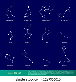 Set Astronomy Constellation Star Icon Vector Logo Template Illustration Design. Vector EPS 10.