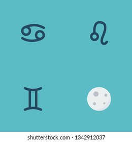 Set of astronomy icons flat style symbols with moon, cancer, gemini and other icons for your web mobile app logo design.