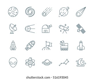 Set of astronomy, science vector icons