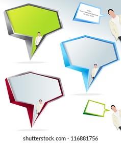 Set of asymmetric colored bubbles background for text