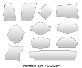 Set of asymmetric frames. The silver textured plate. Elements for text decoration. Dialog icons. Vector illustration.