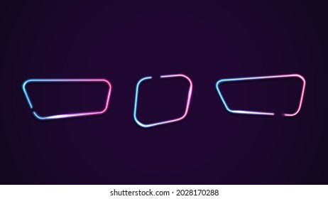 Set of Asymmetric geometric gradient neon frames isolated for your arts. Pink and blue frames with copy space