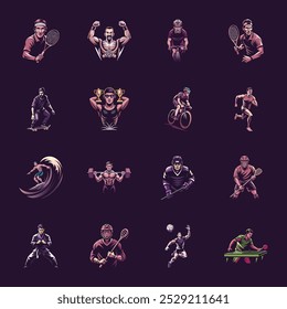 Set of Athletes Flat Style Illustrations 

