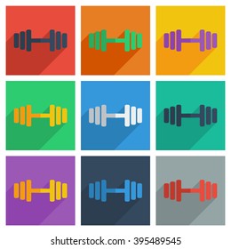 It is a set of athletic dumbbell with shadow flat concept modern design