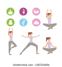 set athletic woman doing exercise