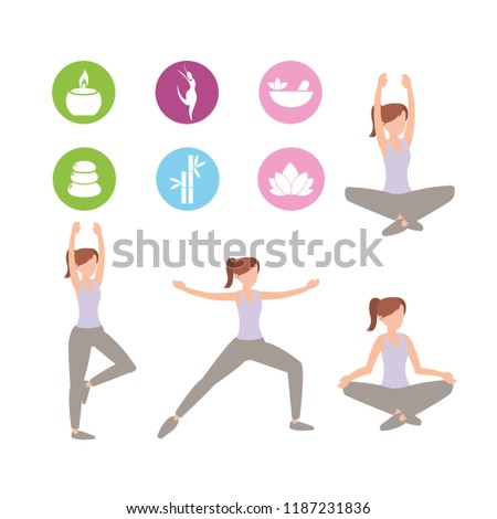 set athletic woman doing exercise