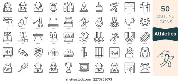 Set of athletics icons. Thin linear style icons Pack. Vector Illustration