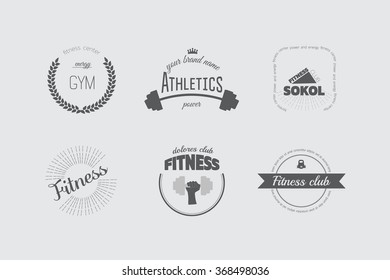 Set of Athletics logos, fitness badges - stock vector