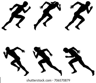 Set Athletics Sprinters Runners Start Vector Stock Vector (Royalty Free ...