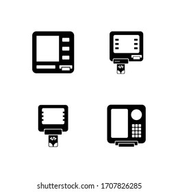 Set of ATM glyph vector icon design. Automated teller  machine illustration design. Black glyph vector icon.