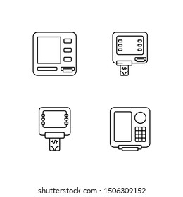 Set of ATM line icon design. Automated teller  machine illustration design. 