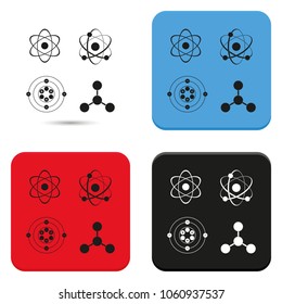 Set of atom flat vector icons.