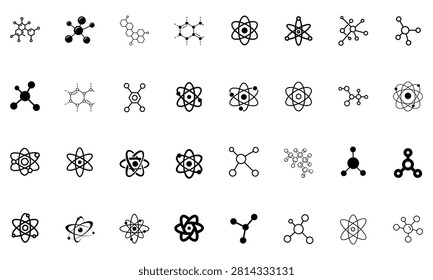 set of atoms and chemical molecular structures with molecule